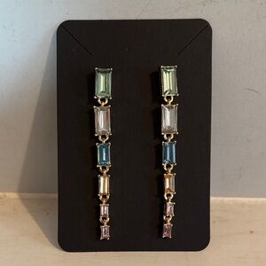 Elegant Gold Multi-Color Crystal Drop Earrings